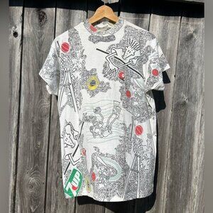7 UP Fido Dido 80s Mascot Rare All Over Print Graphic Tee Large
